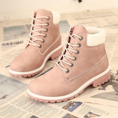 Women Shoes Martin Boots Shoes Ladies Shoes PU Leather Boots Pink