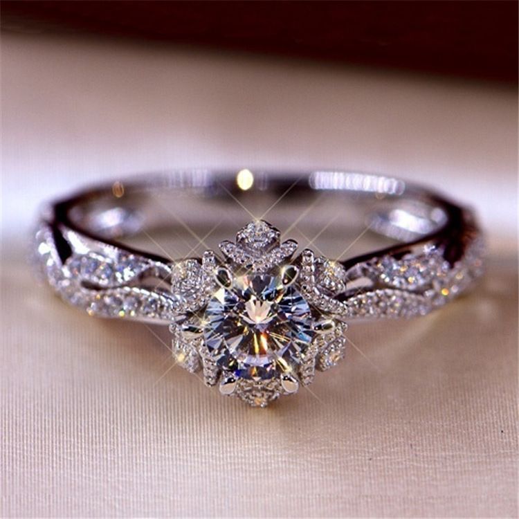 Diamond-Studded  Wedding Engagement Ring