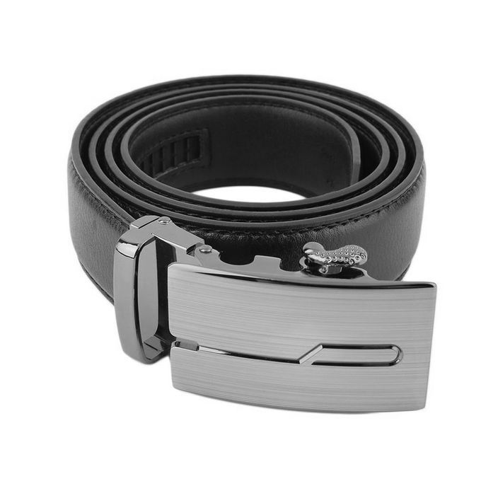 Black Men Waist Strap Classical Automatic Buckle Belt Veritable Leather Black