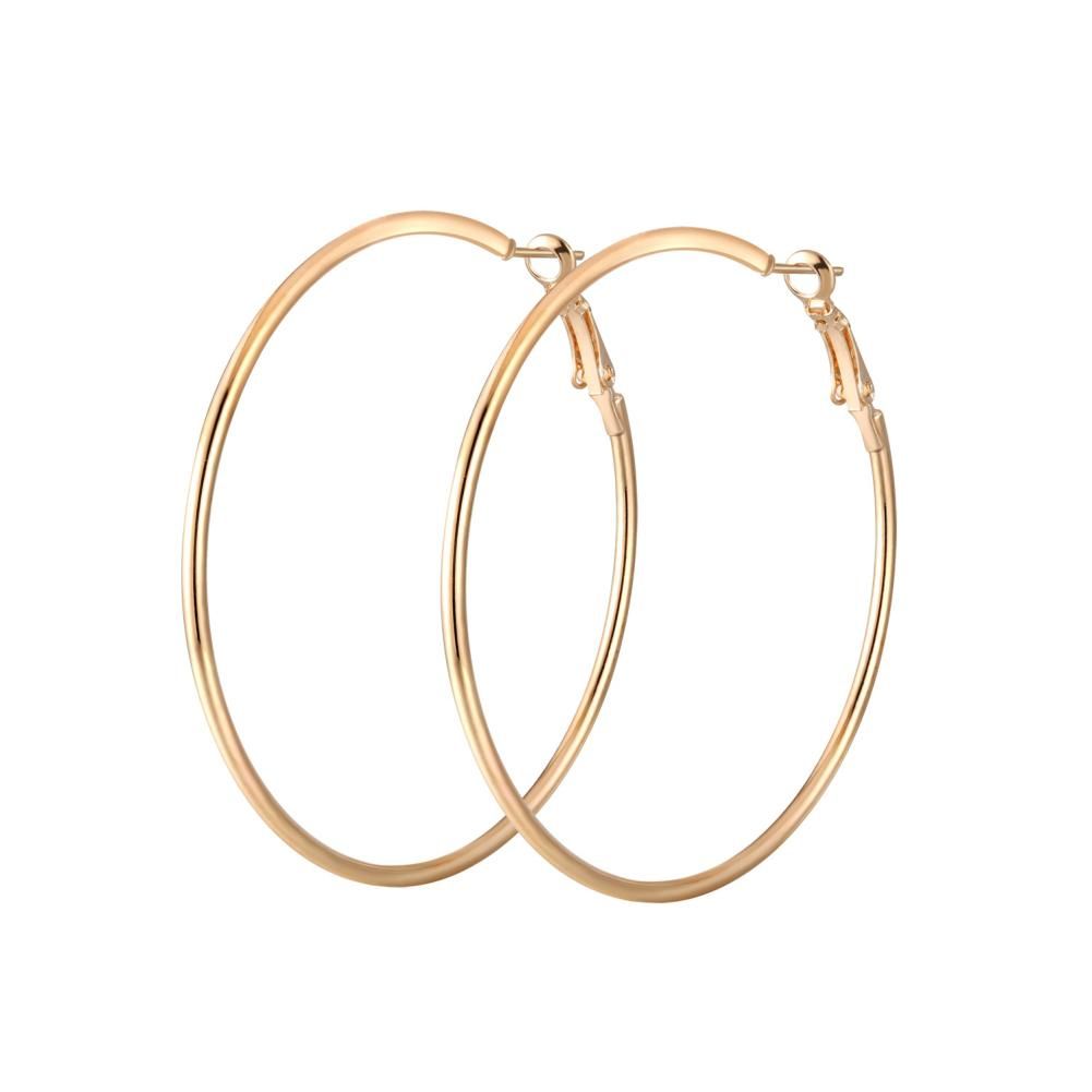 Simple Women Hollow Big Circle Hoop Earrings Party-Golden