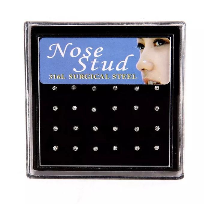 24pcs Crystal Nose Ring And Stud Body Women Jewelry White Coloured Nose Stud