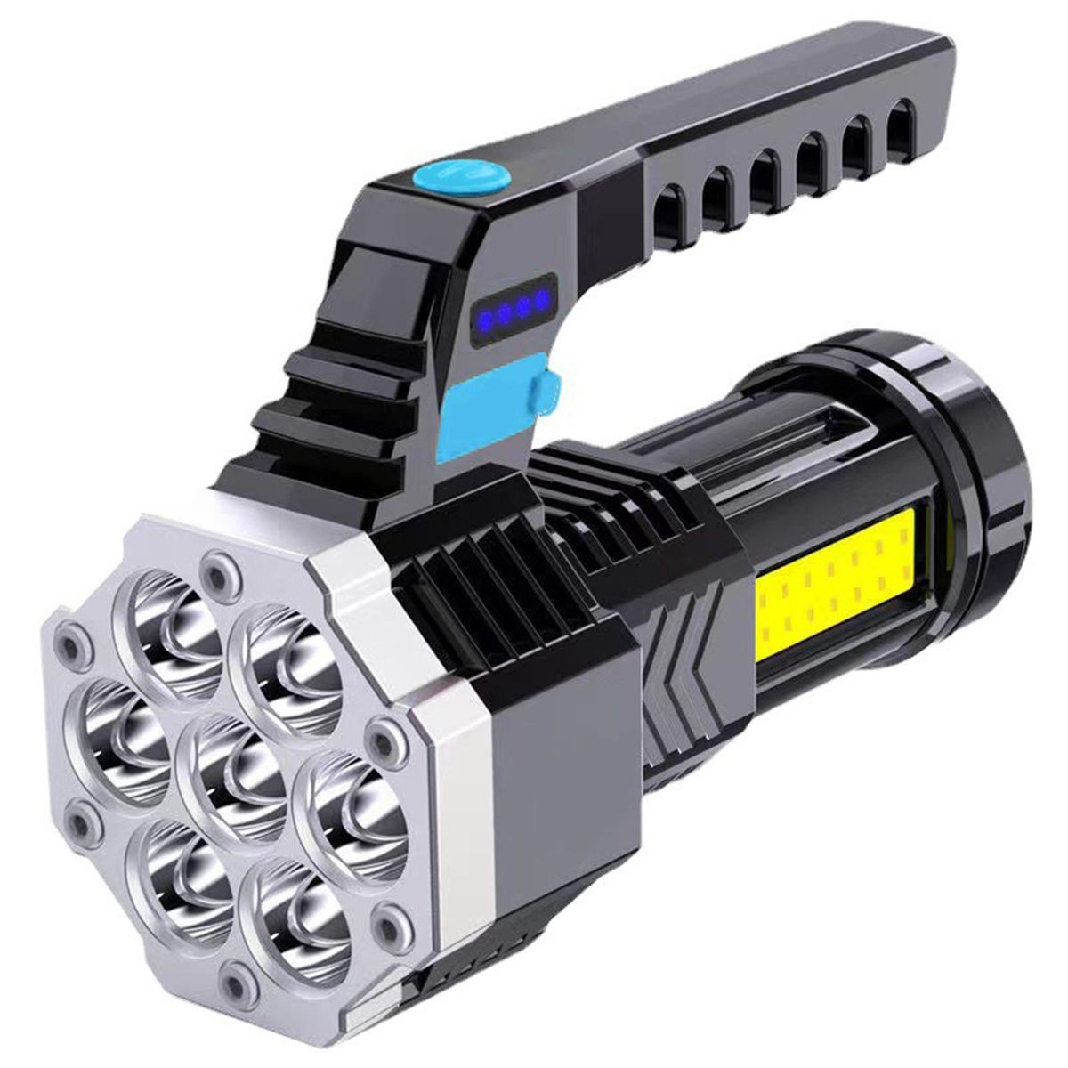 Outdoor Strong Light Flashlight Power Display USB Rechargeable Life Waterproof COB Side Light Patrol Handlamp Fishing Lamp