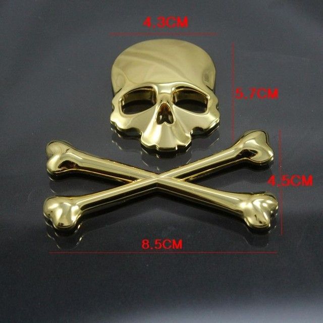 3d Crossbones Skull Demon Metal Logo Emblem Badge Decal For
