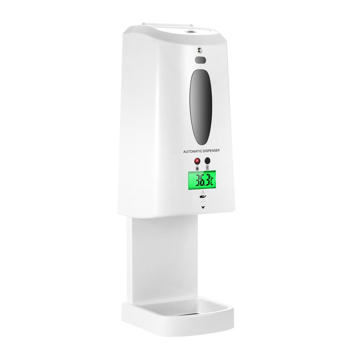 2 in 1 Automatic Non-contact Temperature Measuring Soap Dispenser with 3-Color Backlight LCD Screen 1300ml Auto Soap Dispenser Sprayer and Digital Infrared Thermometer Wall Mounted or Desktop for Home Commercial Public Places