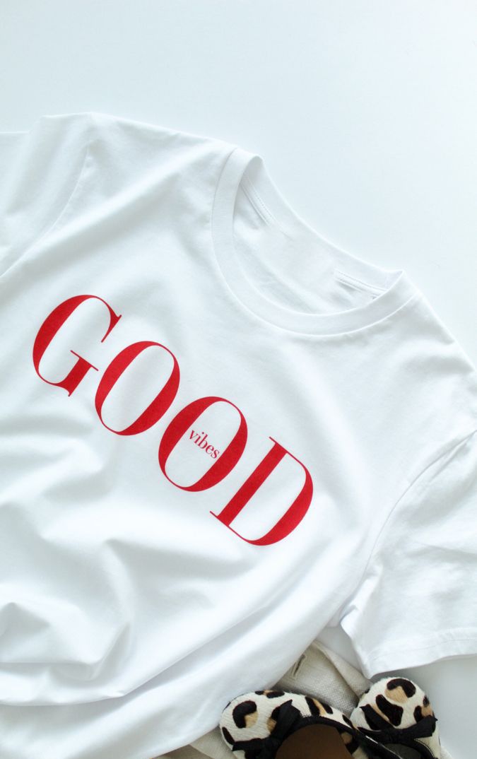 White Customized Tee (Good Vibes Only)