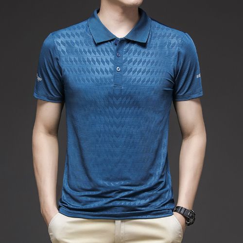 Summer Men's Ice Silk Short-sleeved Quick Dry Polo Shirt