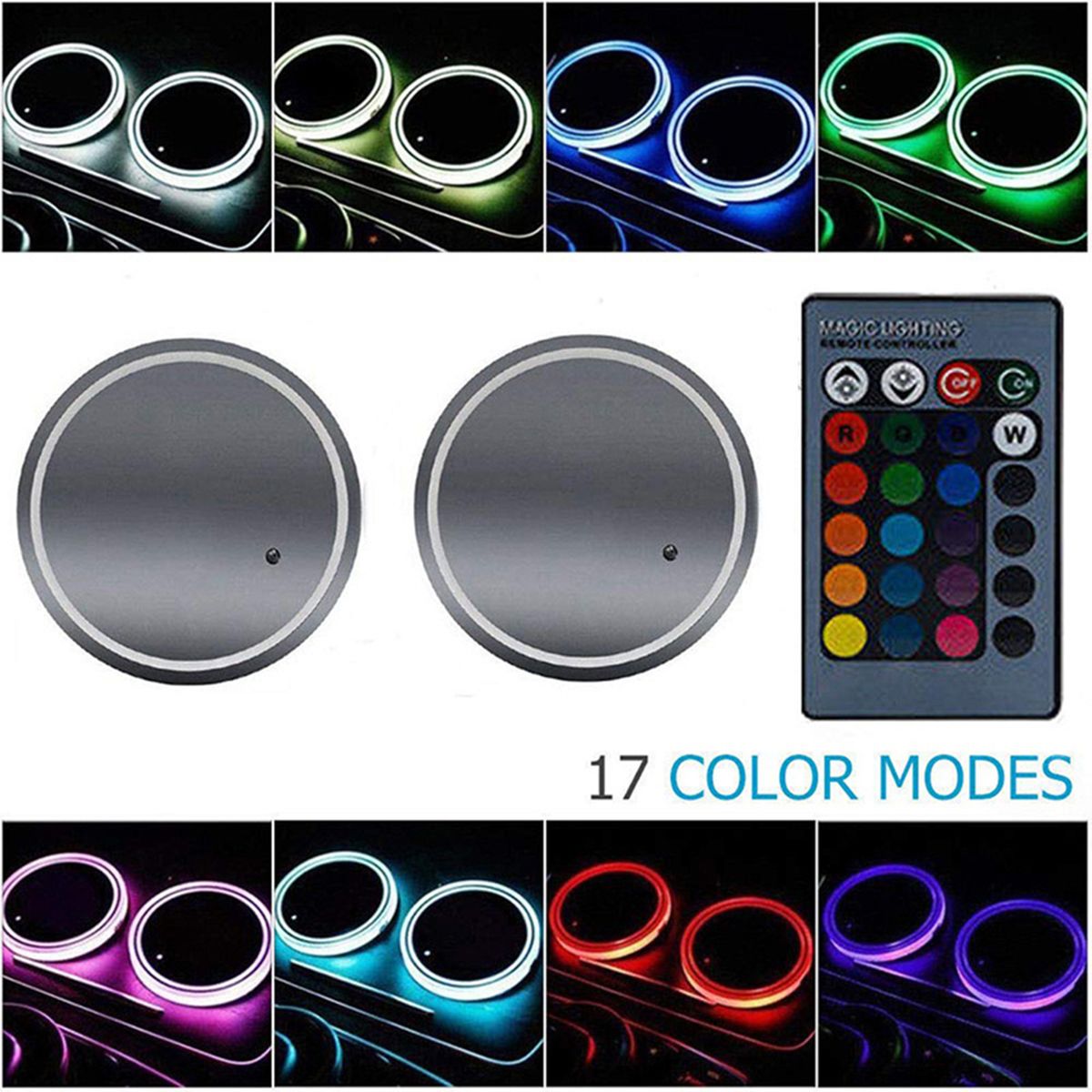 Auto Lighting Light-Emitting Diode Cup Mat Anti-Slip
