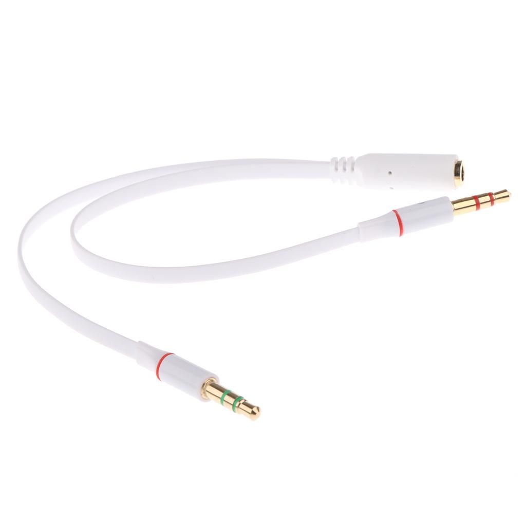 3.5mm Stereo  Female To 2 Male Headphone Mic Splitter Cable White