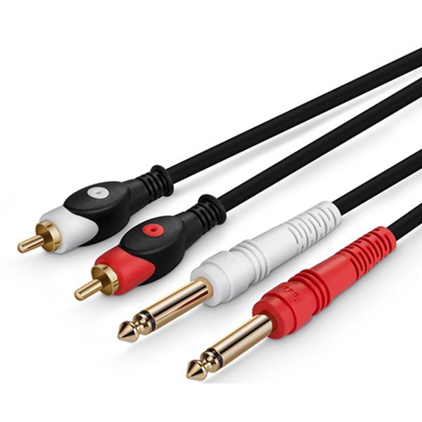 Dual RCA Male Connector To Dual 6.35MM Male Connector Cable