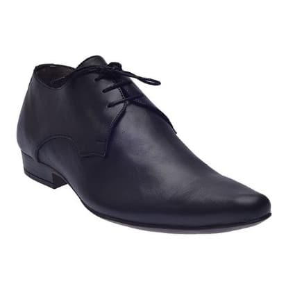 Pointed Toe Derby Patterned Low Ankle Shoe - Black