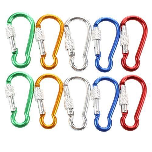 10Pcs Assorted Color Aluminum Alloy Carabiner Clip Hook