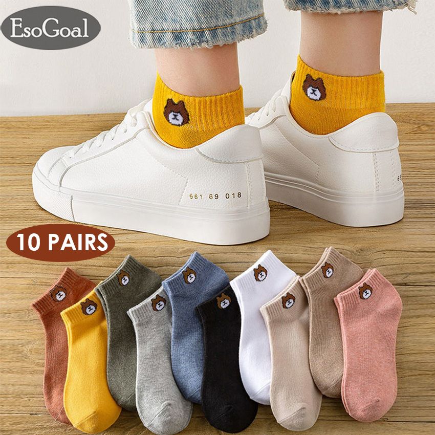 EsoGoal Fashion Women Socks Cute Cartoon Bear Short Socks