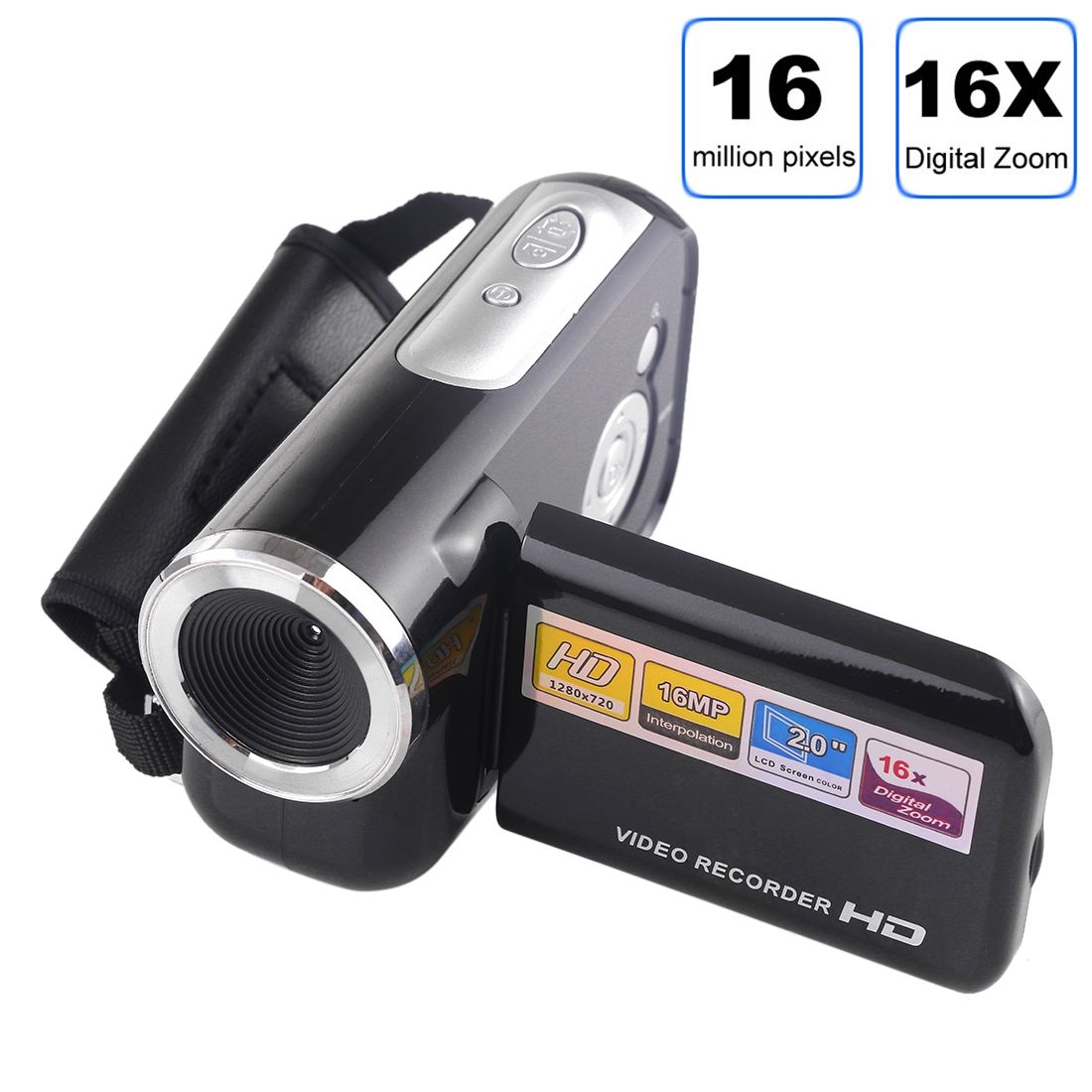 1280x720P HD 16X Digital Zoom 16.0 MP Digital Video Camera Recorder With 2.0 Inch LCD Screen(Black)