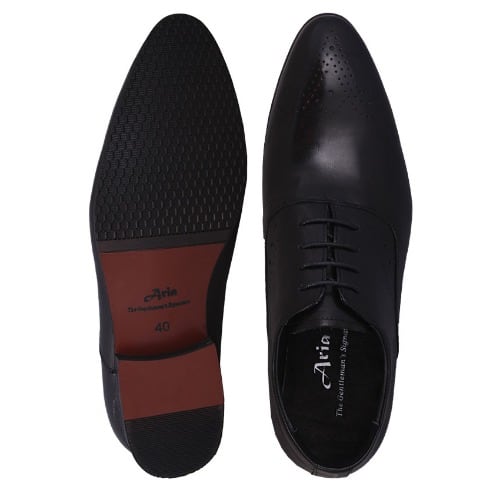 Posh Oxford Lace Up Leather Shoe MSH-3786-Black