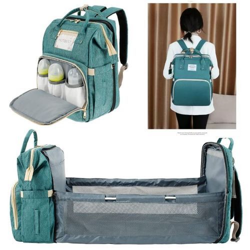 Baby Diaper  Bag With Convertible Foldable Baby Bed With Pockets For Travel
