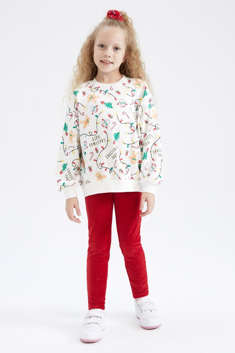 Girl Knitted Legging Fit Leggings -Red