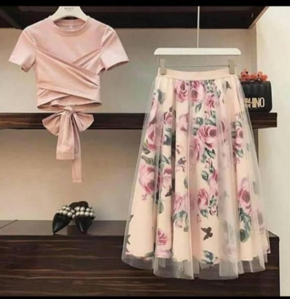 Turkey Girls Floral Top And Skirt-MULTICOLOUR PEACH