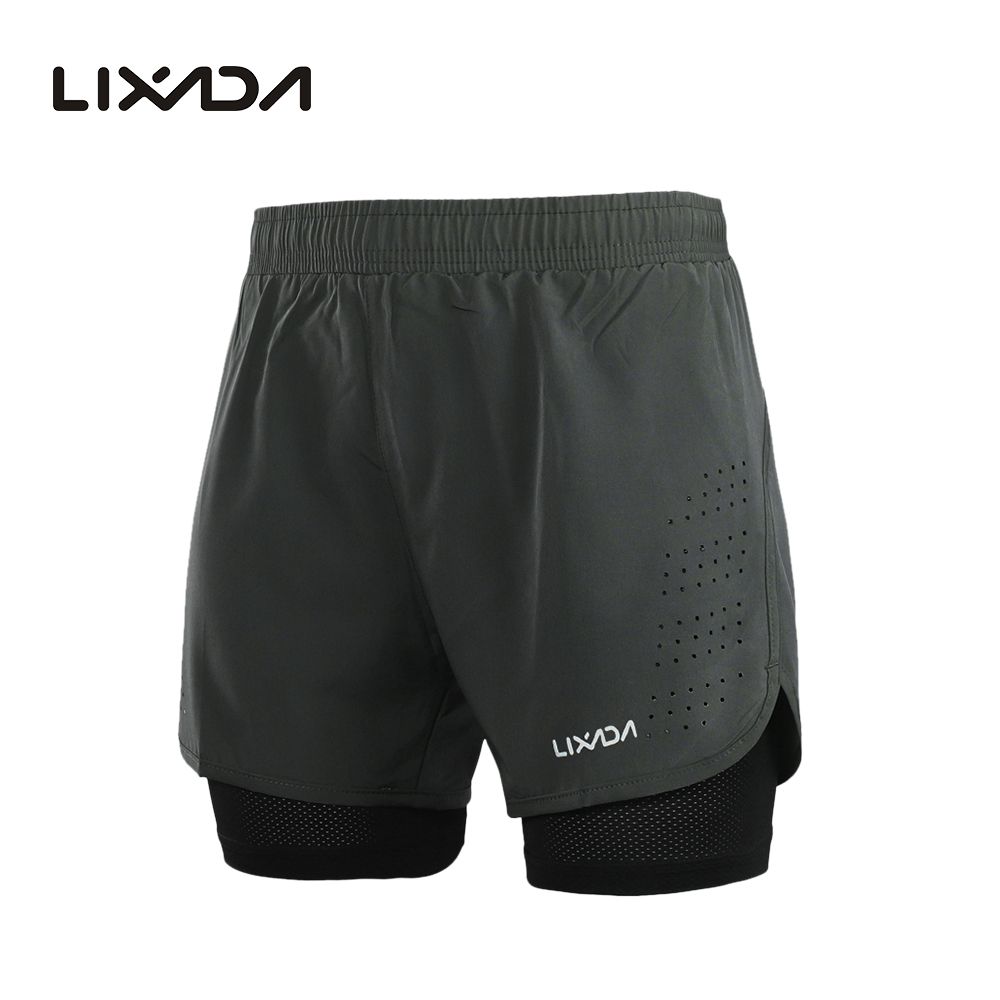 Men's Running Shorts Quick Dry Breathable With Liner - Dark Gray