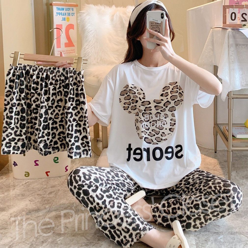 G11 3 Pieces Night Sleepwear Homewear Set-White