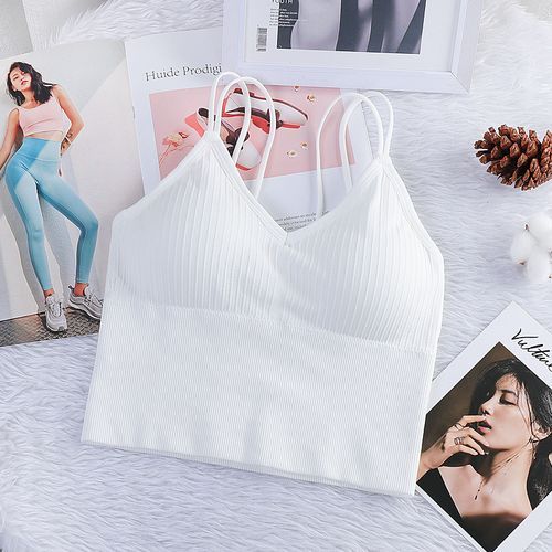 Tank Tops Thin Arm Vest Underwear Bra Ladies Clothing- White