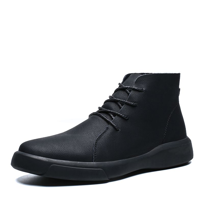Big Size Mens Ankle Boots Chelsea Leather Boots-Black