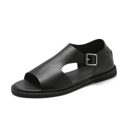 SMen Hoes Summer Male Sandals Casual Gladiator Breathable Leather Sandals - Black