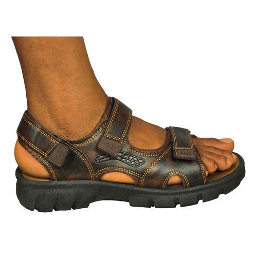 The Velcro Leather Sandal - Brown