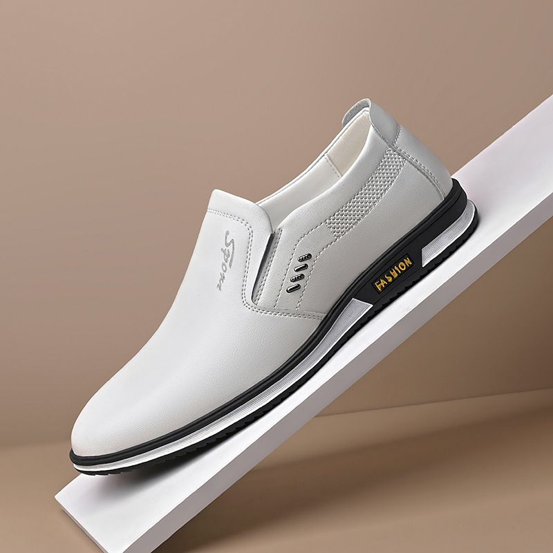 Men's New Fashion Business Casual  Trendy Leather Shoes Breathable Soft - White