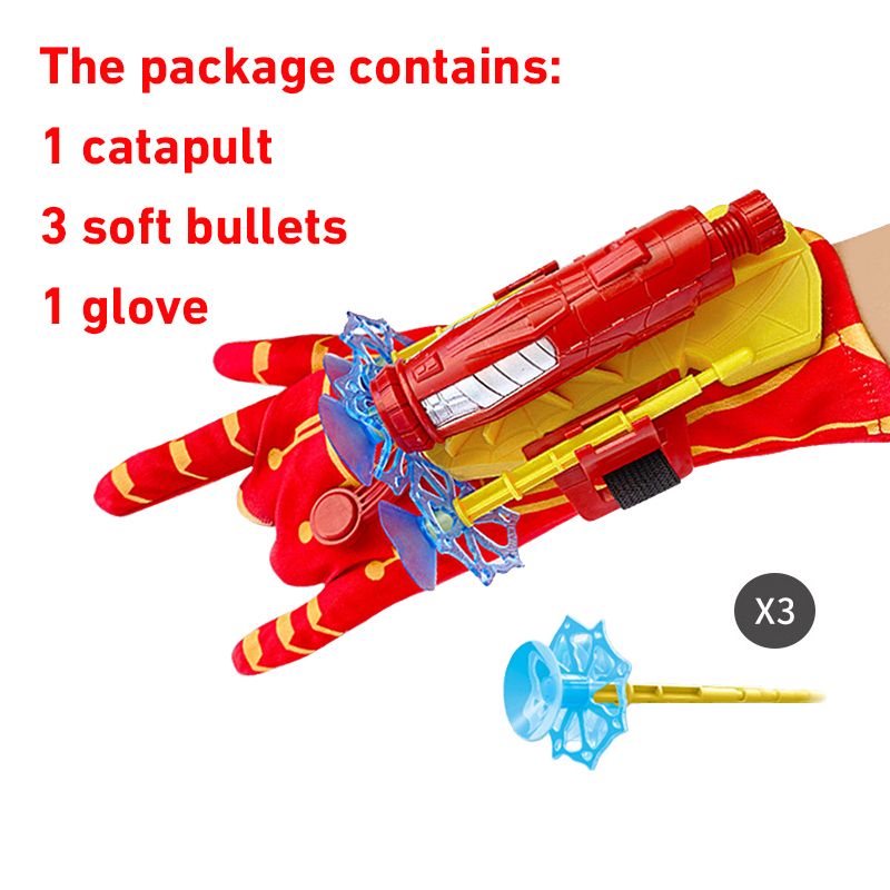 Spider Mans Toys Kid Wrist Launcher Toy Set Super Hero Movie Figures Cosplay Glove Soft Bullet Birthday Gift For Children(#With Glove D)