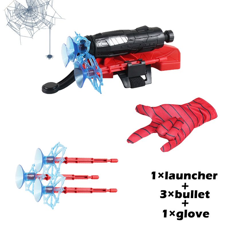 Spider Mans Toys Kid Wrist Launcher Toy Set Super Hero Movie Figures Cosplay Glove Soft Bullet Birthday Gift For Children(#With Glove A)