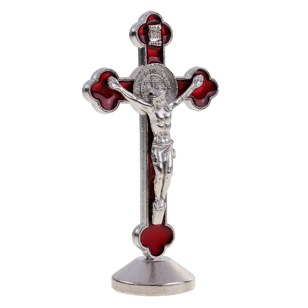 Durable Magnetic Bottom Cross Statue Crucifix Jesus Christianity