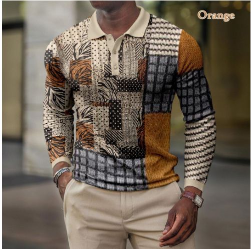 Men's Casual Vintage Turtleneck Polo Long Sleeve Office Shirts