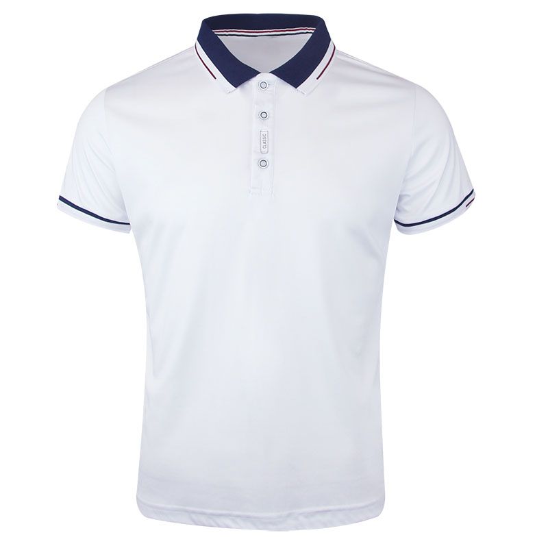 Mens Formal Shirts Casual Round Neck Short Sleeved T-shirt Polos - White