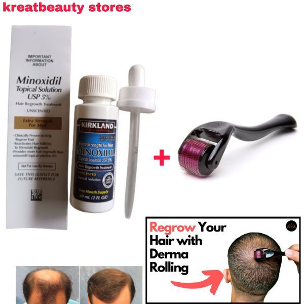 Minoxidil-5% Hair Regrowth For Men And Dermaroller Tool
