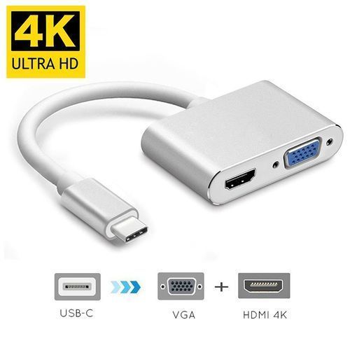 USB Type C Hub HDMI 4K Adapter USB-C To Converter With USB And Charging Port 3 In 1
