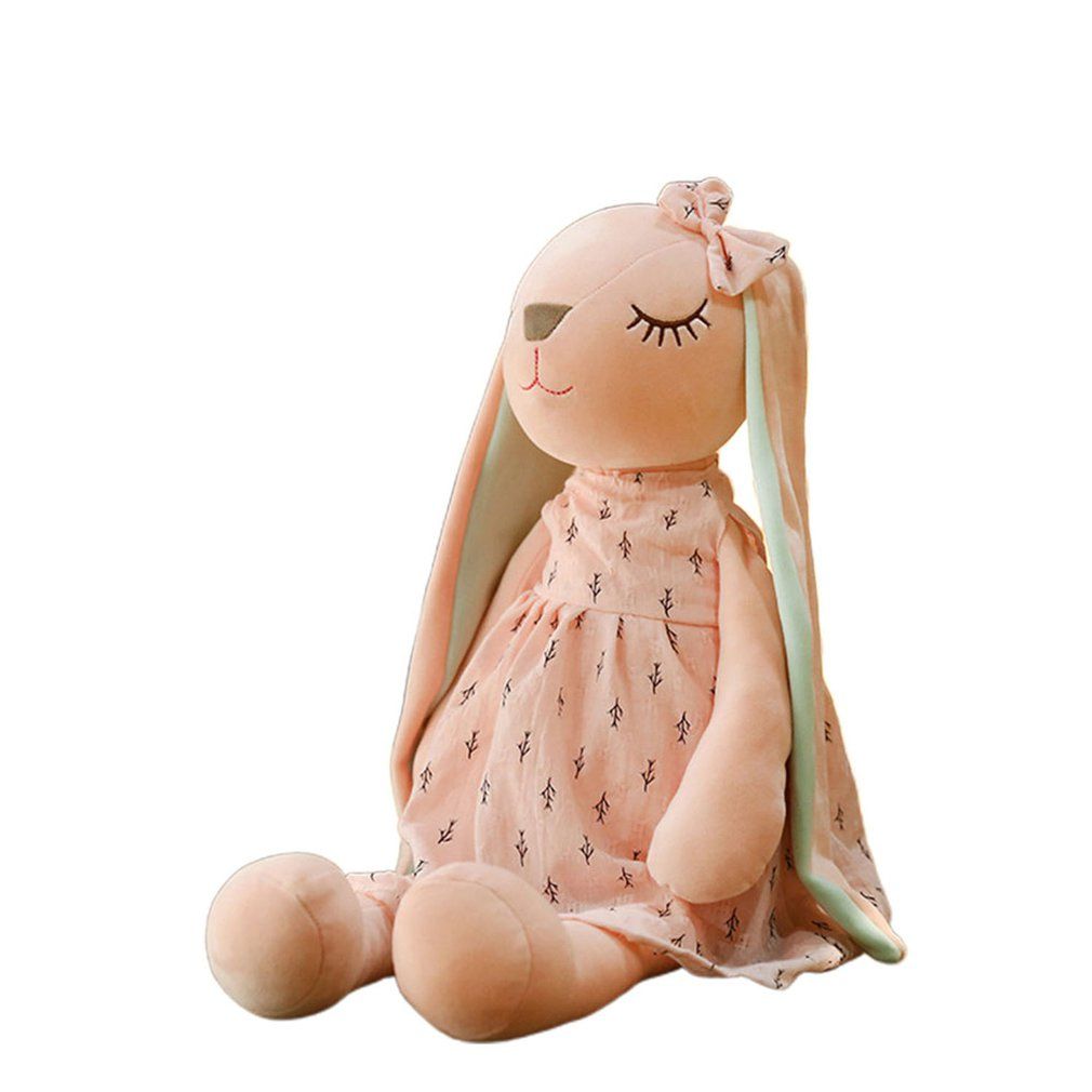 Cute Bunny Doll Plush Toy Doll Baby Soothing Rabbit Doll With Sleeping Doll-Pink-35CM