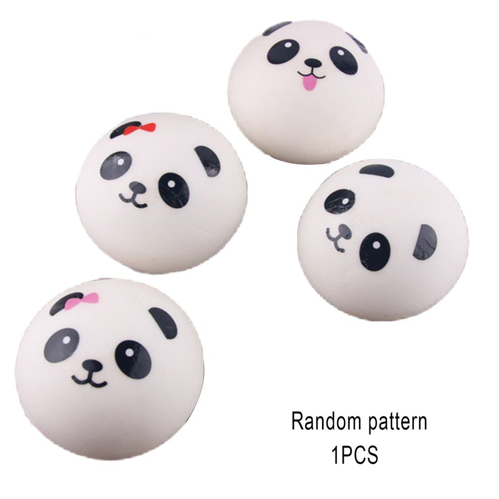 Squishy Panda Bun Stress Reliever Ball Slow Rising De Ompression Toys PU Key  Hains Kids Toy Squeeze He Ng Toy-white And Bla K-7 M