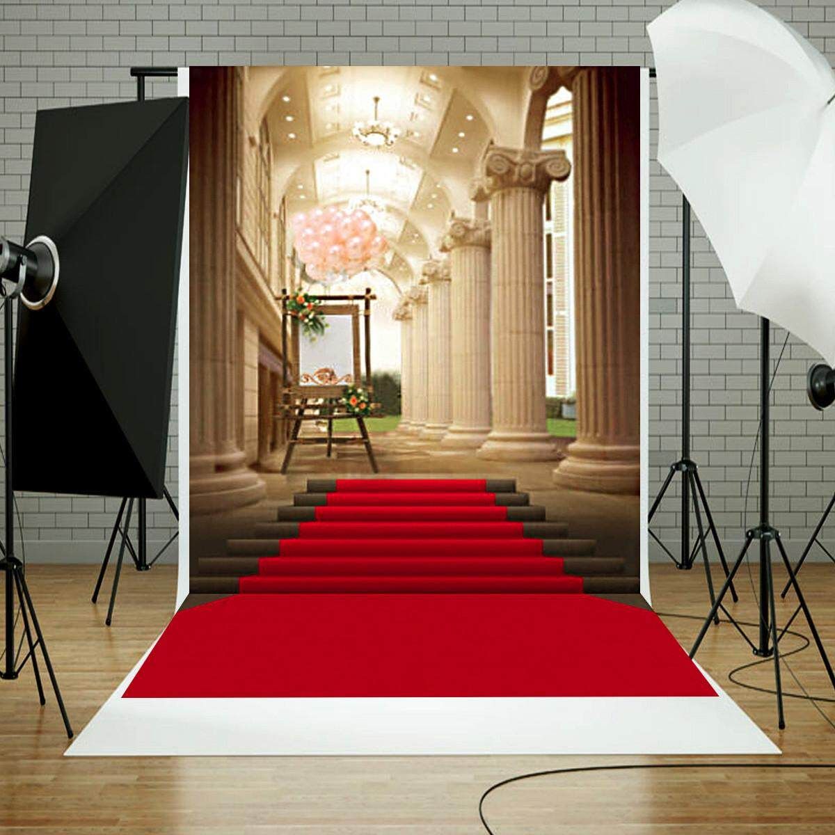 5x7ft European Palace Red Carpet Wedding Photography Background Studio Backdrop