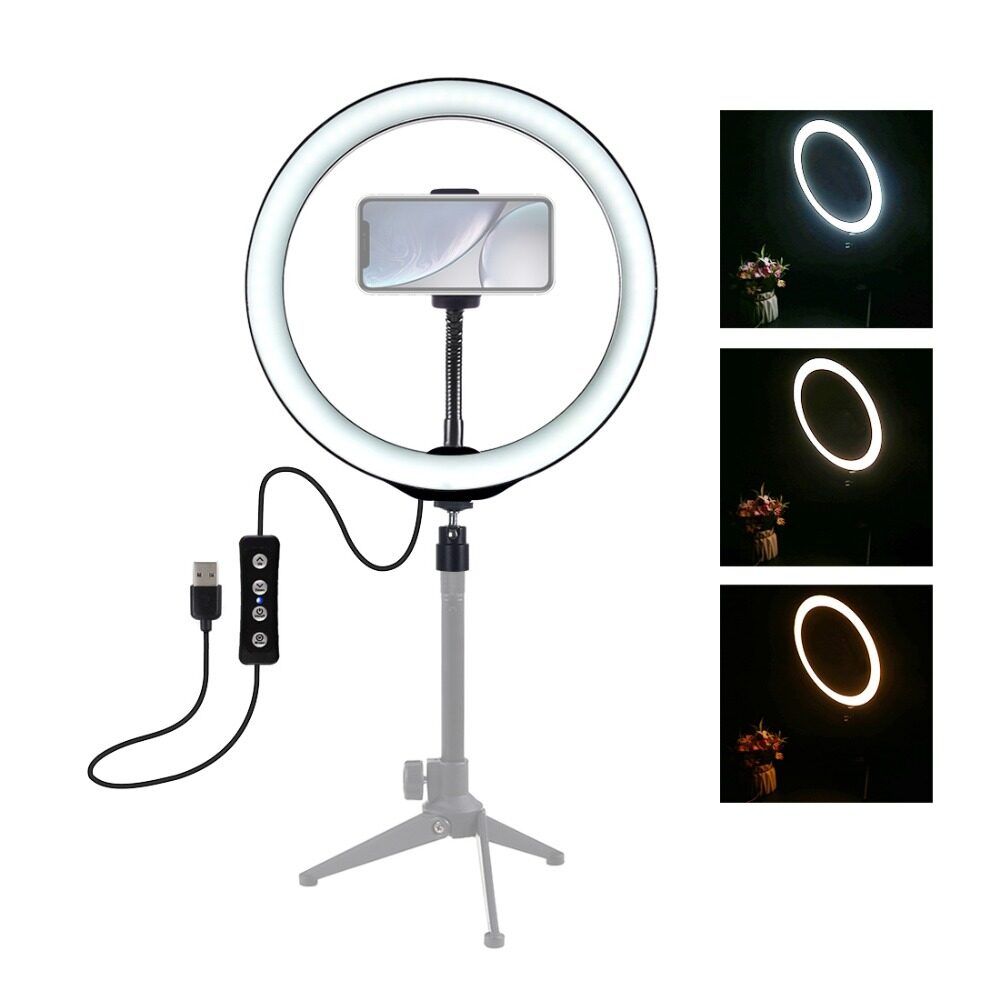 10 Inch 3200K-6500K Dimmable LED Video Ring Light With Phone Clip For Selfie Vlog Tik Tok Youtube Live Streaming