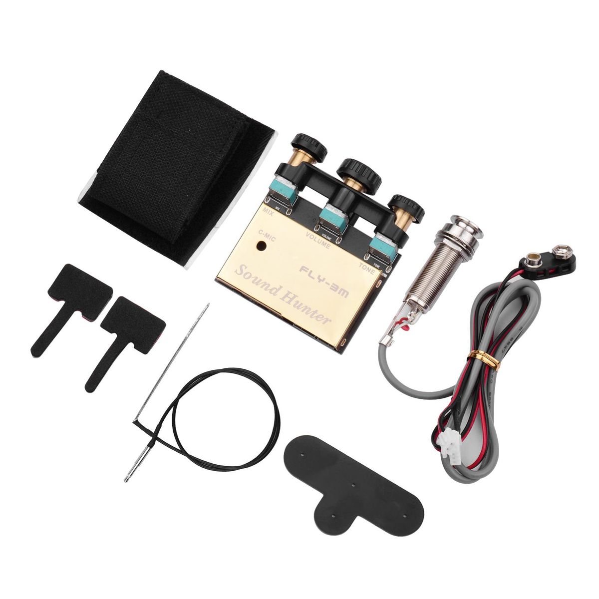 Sound Hunter Guitar Pickup Acoustic Guitar Onboard Active Piezo Pick Up EQ Equalizer Dual Source Preamp System with Mic Volume & Tone Controls Guitar Accessories