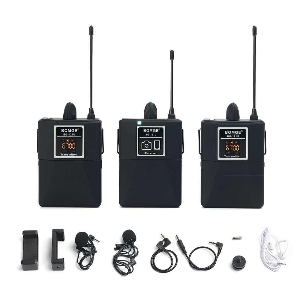 2 Transmitter Wireless Lavalier Lapel Microphone