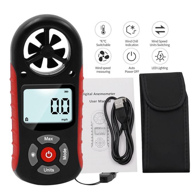 8 In 1 Digital Anemometer Wind Speed Gauge For Measuring Humidity Heat