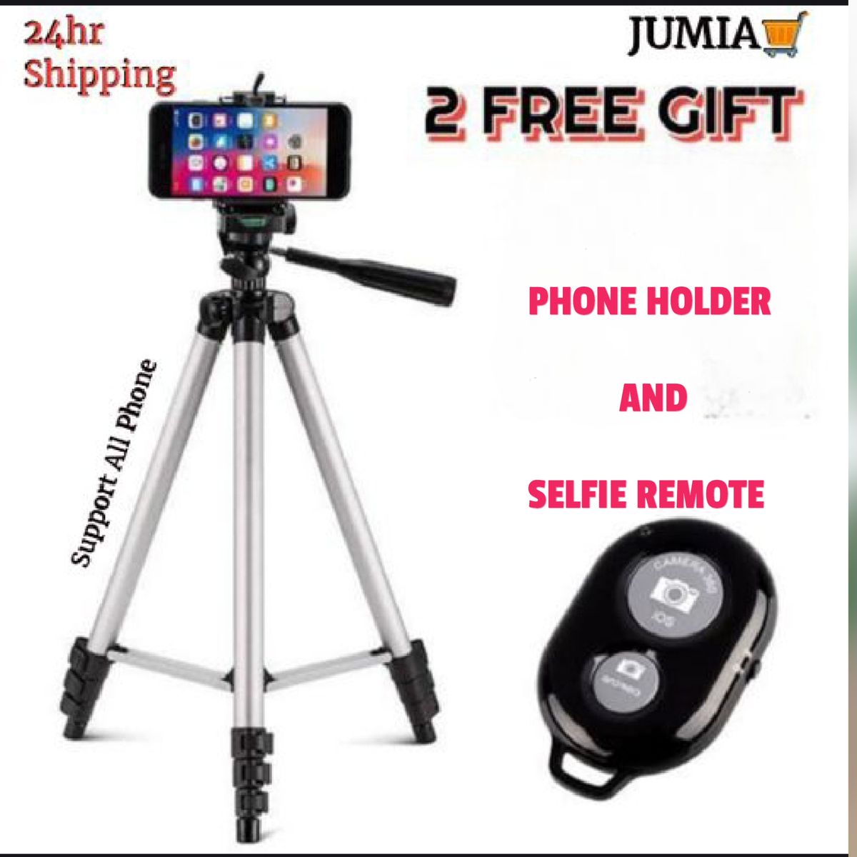 Phone Tripod Stand Kit With Holder Control Lightweight Portable And Free Gift