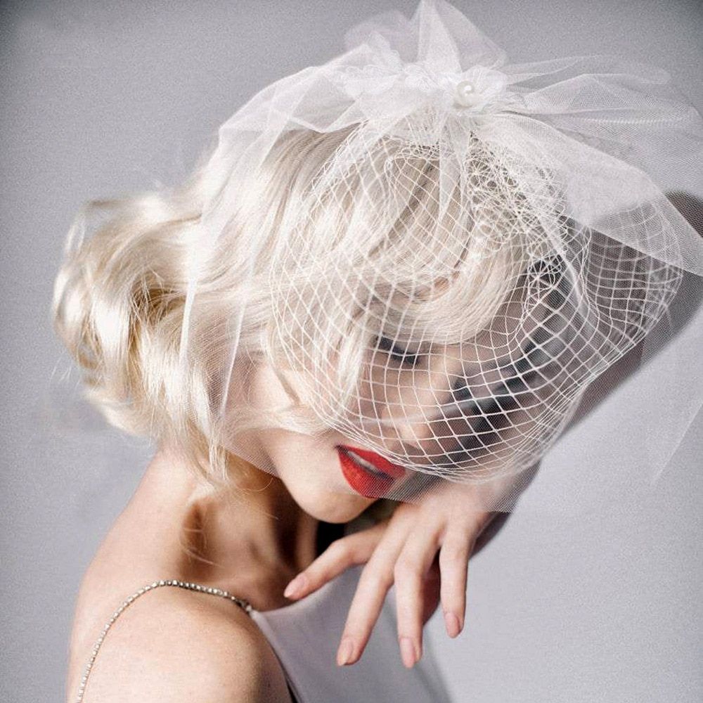 VA14 -Ladies Birdcage Veil Wedding Bridal Hats  Face Veils Blusher Veil Bride