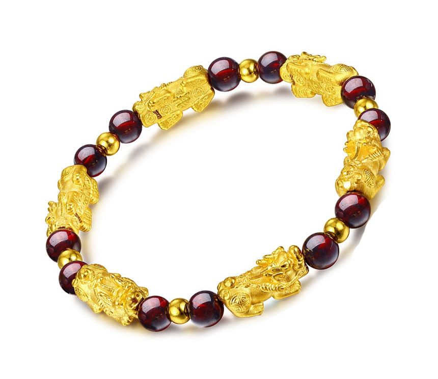Mens Six Pixiu Feng Shui Black Obsidian Wealth Bracelet