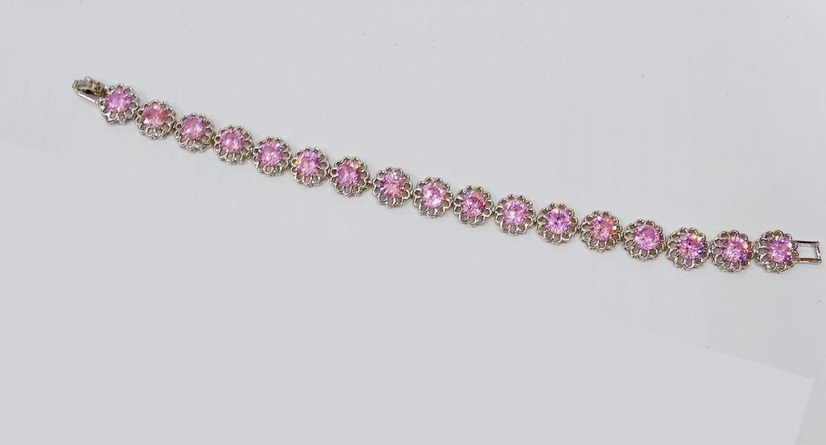 Gemstone Tennis Bracelet - Pink