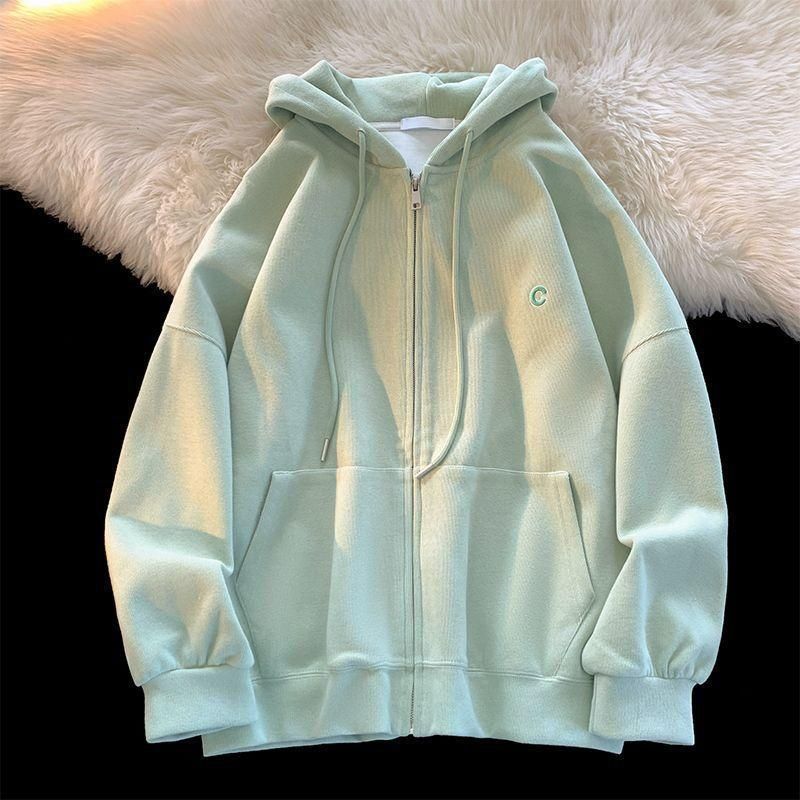 M243 Winter Velvet Padded Thickened Sweater Cardigan Women's Spring and Autumn Oversize Loose and Idle Baseball Uniform Jacket