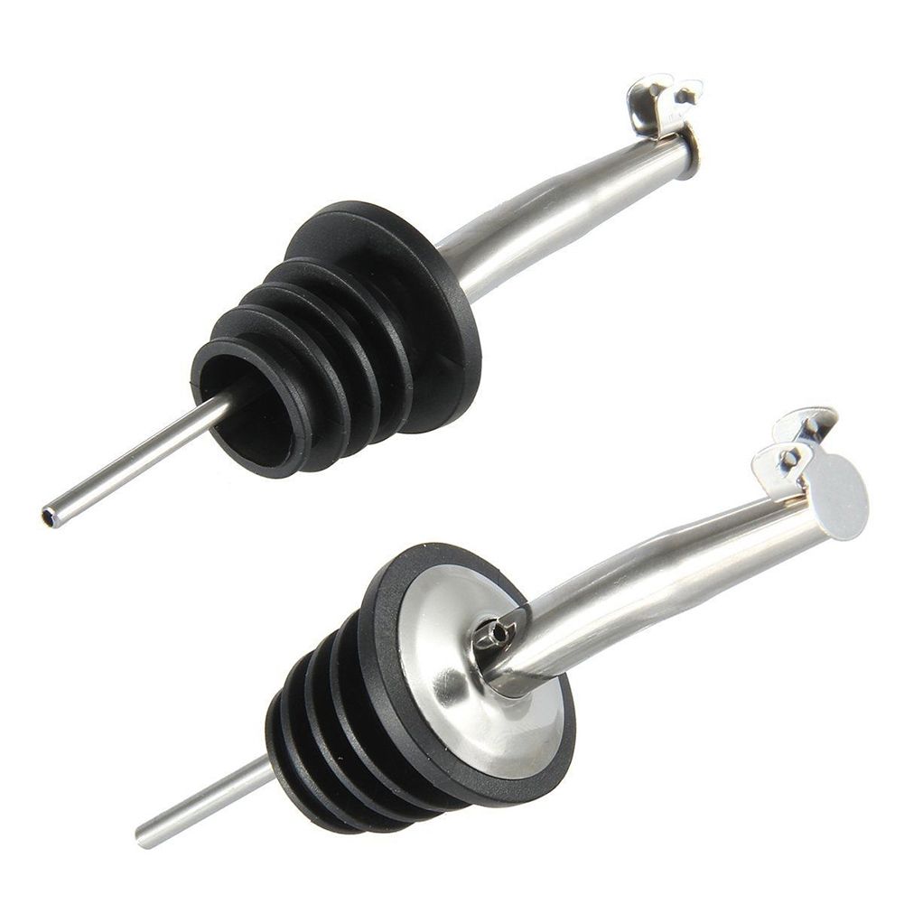 2Pcs Stainless Whisky  Wine Pourer Stopper-Black