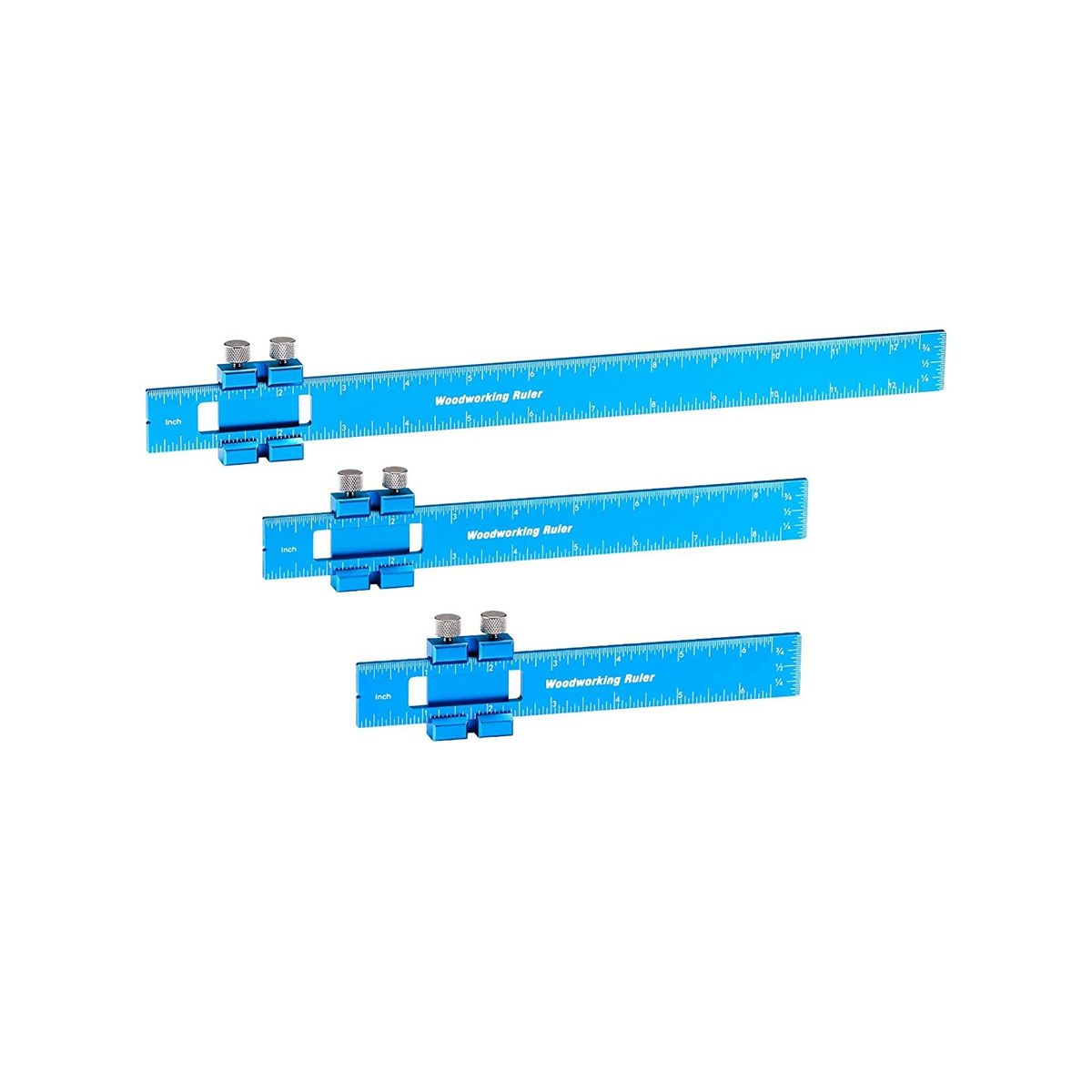 Aluminum Woodworking Rulers with Slide Stop 3 Pcs Ruler Set Include 6 8 and 12 Inch Precision Pocket Rulers
