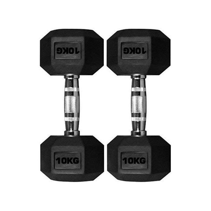 A Pair Of 10kg Hexagon Weight Lifting Dumbbell.